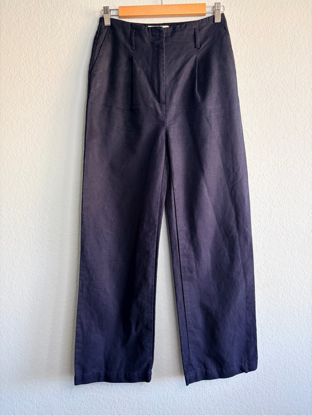 Boden Navy Wide-Leg Trousers High Waisted, Size 2R